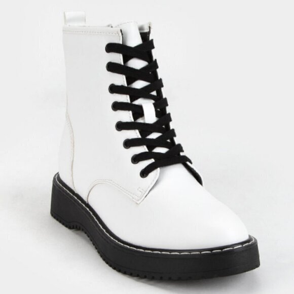 MADDEN GIRL Kurrt Combat Boots Crocodile White - Picture 1 of 9